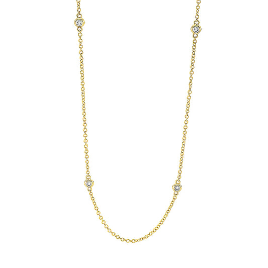 Collier 18 kt GG, mit ZÖ 39,3+40,6+42 cm, 7 Brill. 0,21 ct, TTLB-si