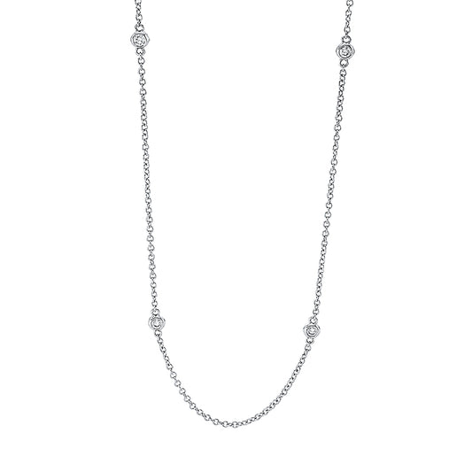 Collier 18 kt WG, mit ZÖ 39,3+40,6+42 cm, 7 Brill. 0,21 ct, TTLB-si
