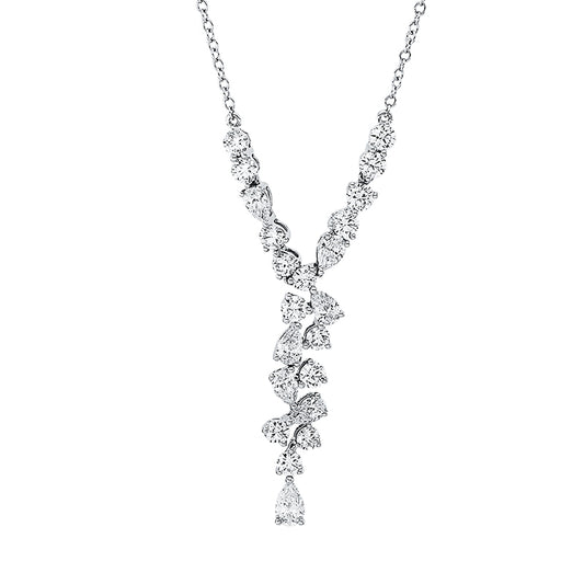 Collier 18 kt WG, 6 Tropfen 0,85 ct, TW-vsi, 15 Brill. 1,35 ct, TW-vsi, 1 Tropfen 0,24 ct, TW-vsi