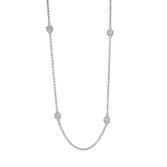 Collier 18 kt WG, mit ZÖ 38.1 cm + 40.6 cm, 9 Brill. 0,35 ct, TW-si