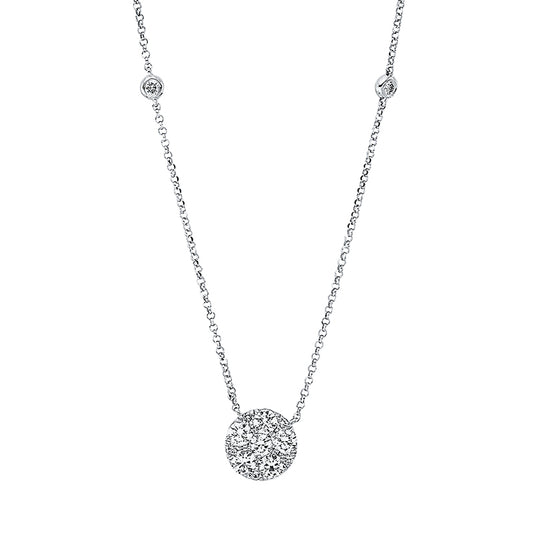 Collier 18 kt WG, mit ZÖ 38.1 cm + 40.6 cm, 7 Brill. 0,10 ct, TW-si, 1 Brill. 0,07 ct, TW-si, 5 Brill. 0,43 ct, TW-si
