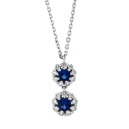 Collier 18 kt WG, 18 Brill. 0,23 ct, TW-si, 2 Saphire 0,43 ct blau