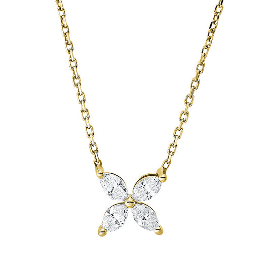 Collier 18 kt GG, 4 Nav. 0,47 ct, F-vsi