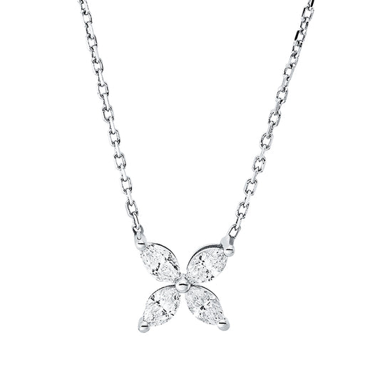 Collier 18 kt WG, 4 Nav. 0,40 ct, F-vsi