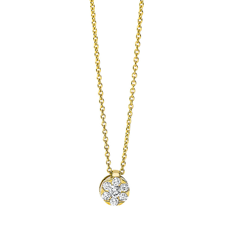Collier 18 kt GG, mit ZÖ 42 cm, 1 Brill. 0,05 ct, TW-si, 6 Brill. 0,09 ct, TW-si