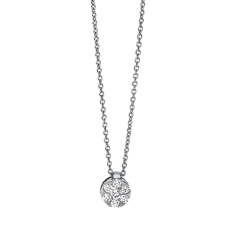 Collier 18 kt WG, mit ZÖ 42 cm, 1 Brill. 0,05 ct, TW-si, 6 Brill. 0,09 ct, TW-si
