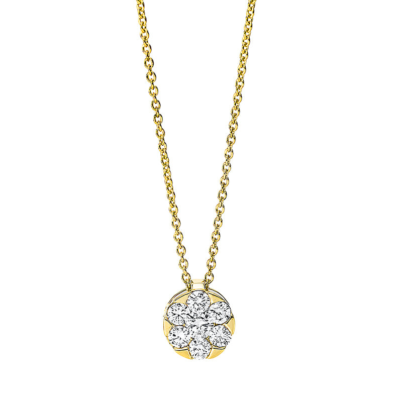 Collier 18 kt GG, mit ZÖ 42 cm, 1 Brill. 0,10 ct, TW-si, 6 Brill. 0,27 ct, TW-si