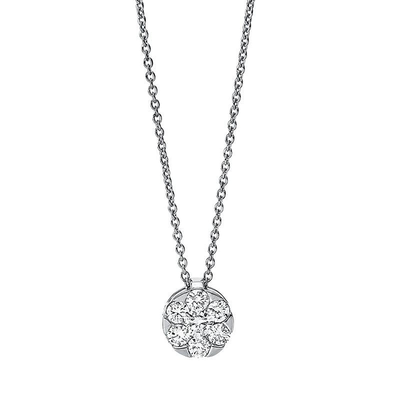Collier 18 kt WG, mit ZÖ 42 cm, 1 Brill. 0,10 ct, TW-si, 6 Brill. 0,27 ct, TW-si