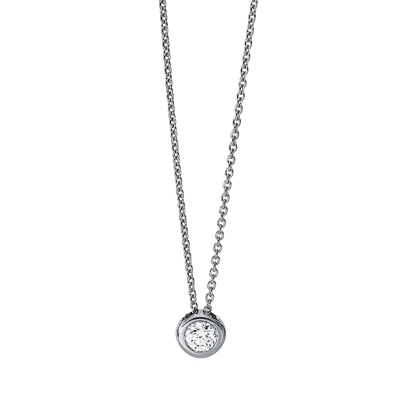 Collier 18 kt WG, mit ZÖ 42 cm, 1 Brill. 0,15 ct, TW-si