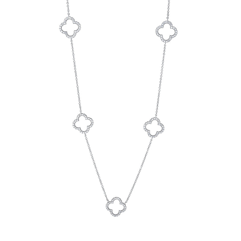 Collier 18 kt WG, mit ZÖ 42 cm, 140 Brill. 0,41 ct, TW-si