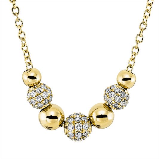 Collier 18 kt GG, mit ZÖ 40 cm, 84 Brill. 0,43 ct, TW-si