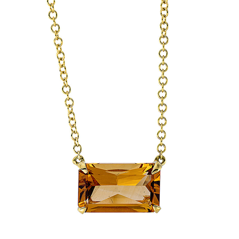 Collier 18 kt GG, mit ZÖ 40,6 cm, 1 Citrin 1,80 ct gelb