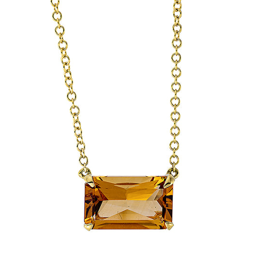 Collier 18 kt GG, mit ZÖ 40,6 cm, 1 Citrin 1,80 ct gelb