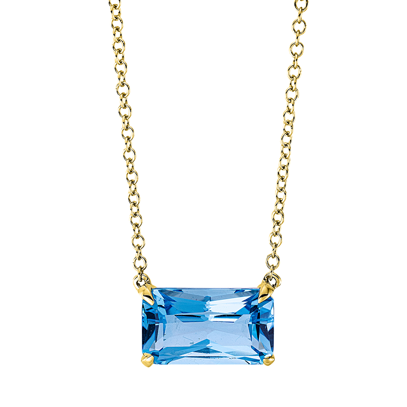 Collier 18 kt GG, mit ZÖ 40,6 cm, 1 Topas 2,40 ct blau