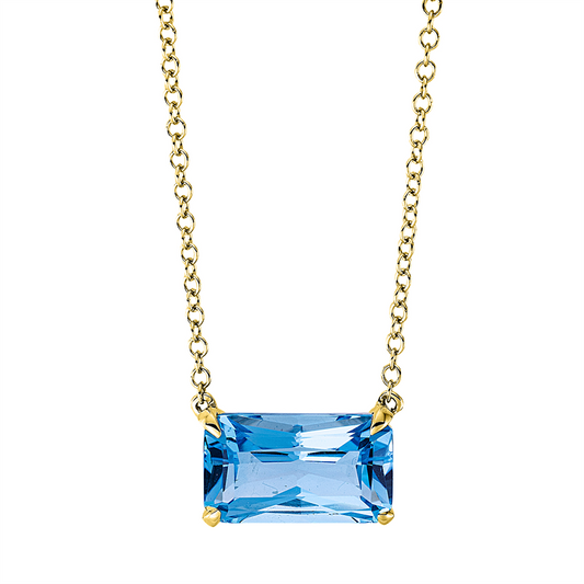 Collier 18 kt GG, mit ZÖ 40,6 cm, 1 Topas 2,40 ct blau