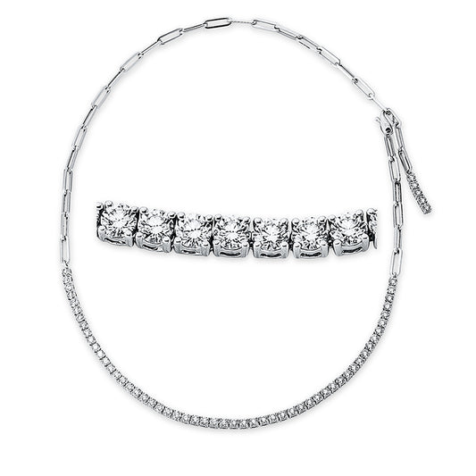 Collier 18 kt WG, mit ZÖ 40 cm, 59 Brill. 6,59 ct, TW-si