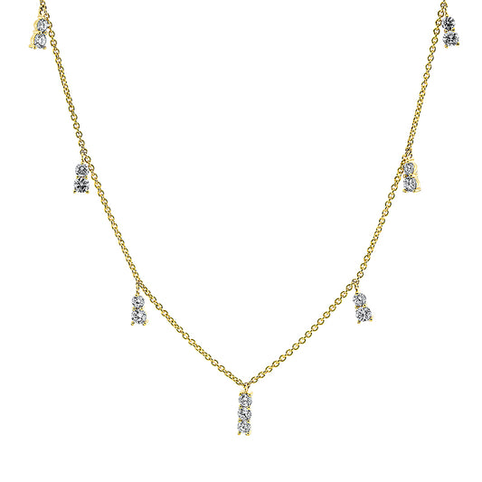 Collier 18 kt GG, mit ZÖ 41 cm + 43 cm, 15 Brill. 0,90 ct, W-si