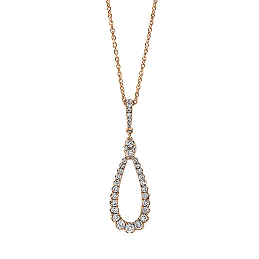 Collier 18 kt RG, mit Öse, 9 Brill. 0,15 ct, TW-si, 25 Brill. 0,29 ct, TW-si