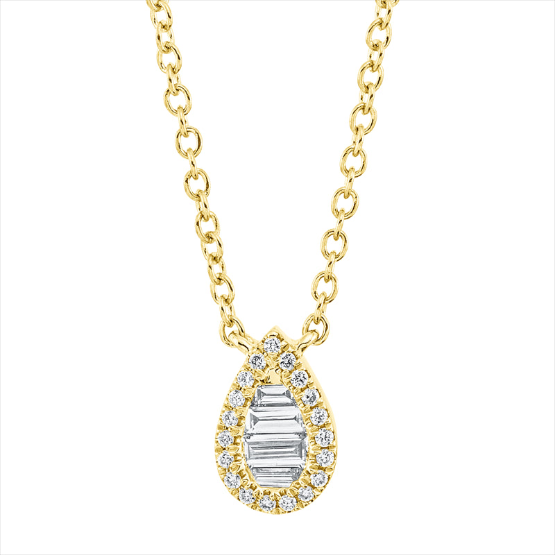 Collier 18 kt GG, mit ZÖ 38cm,40,6cm,43,2cm, 4 Bag. 0,11 ct, TW-si, 19 Brill. 0,05 ct, TW-si