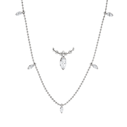 Collier 18 kt WG, 5 Nav. 0,16 ct, TW-vsi