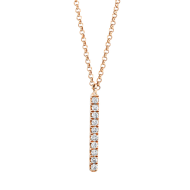 Collier 18 kt RG, mit ZÖ 42 cm + 44 cm, 12 Brill. 0,21 ct, TW-pi