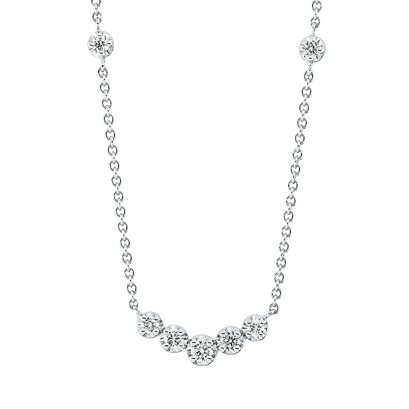 Collier 18 kt WG, mit ZÖ 36.5 cm + 38 cm, 7 Brill. 0,23 ct, TW-si