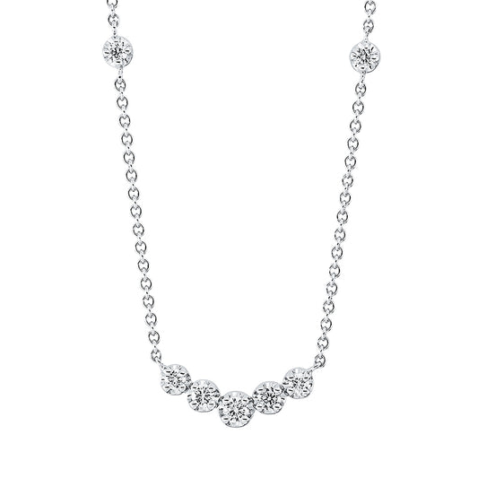 Collier 18 kt WG, mit ZÖ 36.5 cm + 38 cm, 7 Brill. 0,23 ct, TW-si