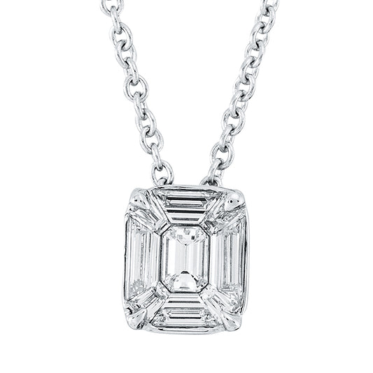 Collier 18 kt WG, mit ZÖ 42 cm, 9 Fant-Schl. 0,38 ct, TW-si