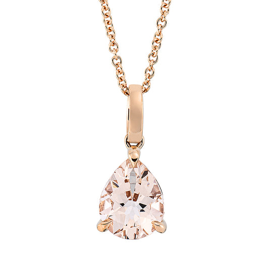Collier 18 kt RG, mit ZÖ 42 cm, 1 Morganit 1,34 ct rosa