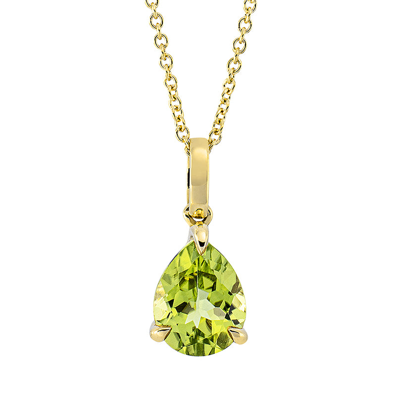 Collier 18 kt GG, mit ZÖ 42 cm, 1 Peridot 1,56 ct grün