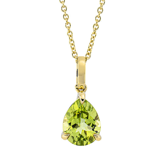 Collier 18 kt GG, mit ZÖ 42 cm, 1 Peridot 1,56 ct grün