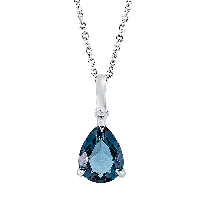 Collier 18 kt WG, mit ZÖ 42 cm, 1 Topas 2,19 ct Lond. blue