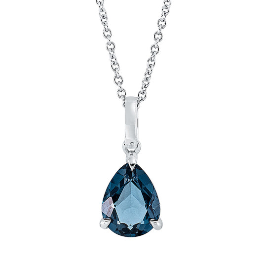 Collier 18 kt WG, mit ZÖ 42 cm, 1 Topas 2,36 ct Lond. blue