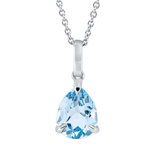 Collier 18 kt WG, mit ZÖ 42 cm, 1 Topas 1,73 ct sky blue