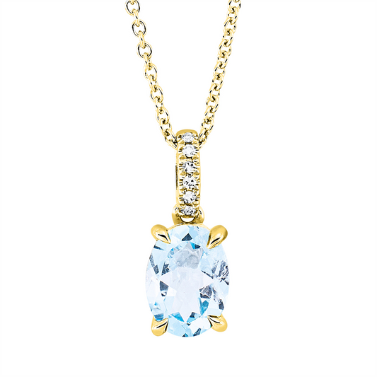 Collier 18 kt GG, 6 Dia. 0,02 ct, TW-si, 1 Topas 1,65 ct sky blue