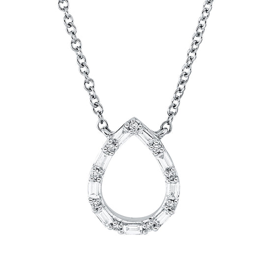 Collier 18 kt WG, 9 Bag. 0,08 ct, TW-si, 9 Brill. 0,02 ct, TW-si