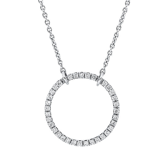 Collier 18 kt WG, mit ZÖ 41 cm & 43 cm, 36 Brill. 0,19 ct, TW-si