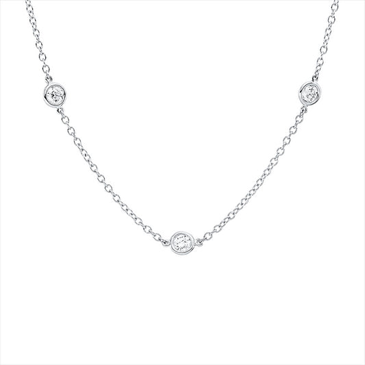 Collier 18 kt WG, 9 Brill. 0,90 ct, TW-si