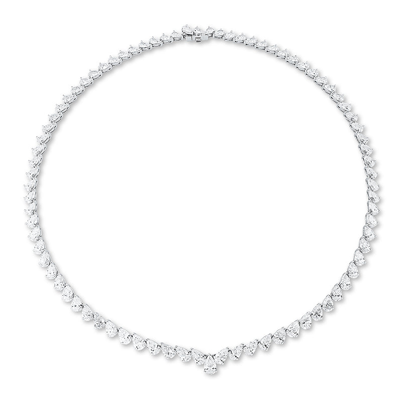 Collier 18 kt WG, 82 Tropfen 28,87 ct, D-F-vvs