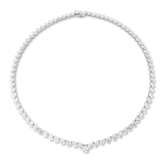 Collier 18 kt WG, 82 Tropfen 28,87 ct, D-F-vvs