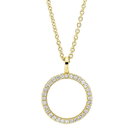 Collier 18 kt GG, mit ZÖ 42 cm, 32 Brill. 0,16 ct, TW-si