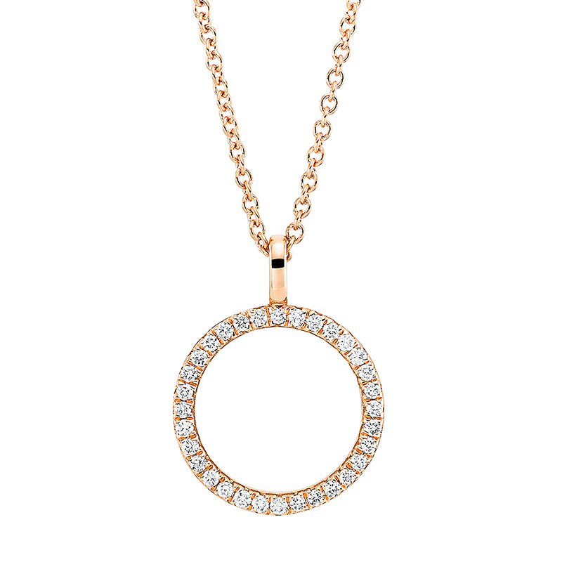 Collier 18 kt RG, mit ZÖ 42 cm, 32 Brill. 0,16 ct, TW-si