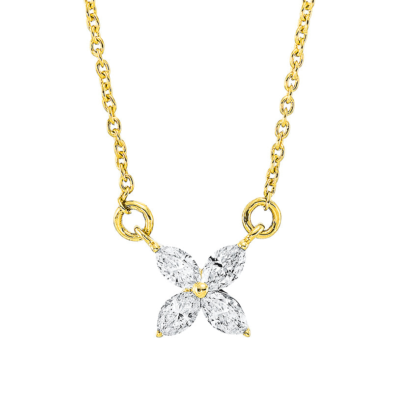 Collier 18 kt GG, 4 Nav. 0,30 ct, TW-si