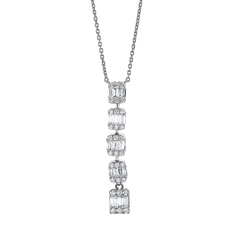 Collier 18 kt WG, 19 Bag. 0,33 ct, TW-si, 30 Brill. 0,25 ct, TW-si