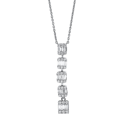 Collier 18 kt WG, 19 Bag. 0,33 ct, TW-si, 30 Brill. 0,25 ct, TW-si