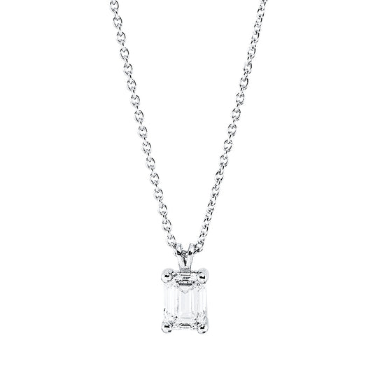 Collier 14 kt WG, mit Öse, 1 Sm.schliff 0,28 ct, F-vsi