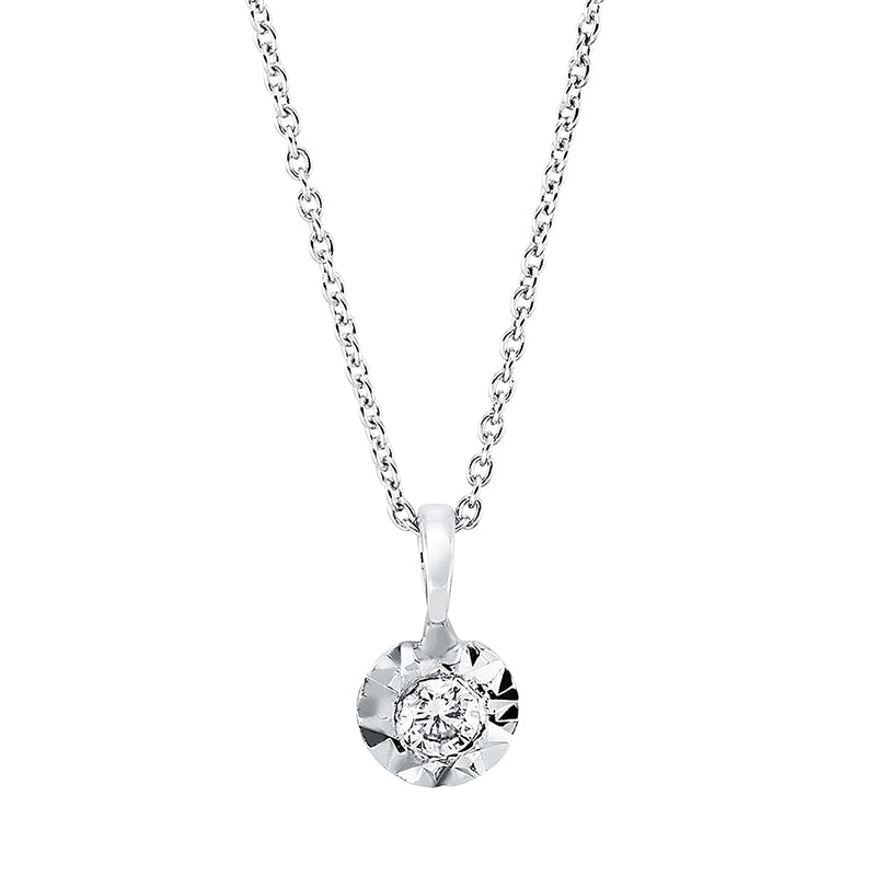 Collier 14 kt WG, mit Öse, 1 Brill. 0,06 ct, F-si