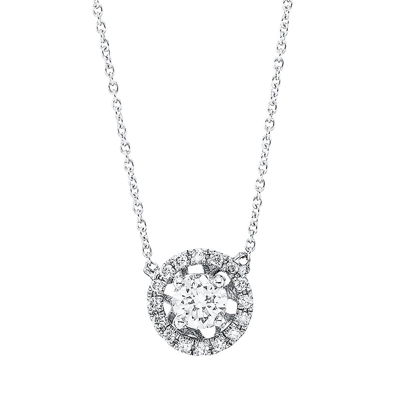 Collier 14 kt WG, mit Öse, 1 Brill. 0,23 ct, F-si, 16 Brill. 0,06 ct, F-si