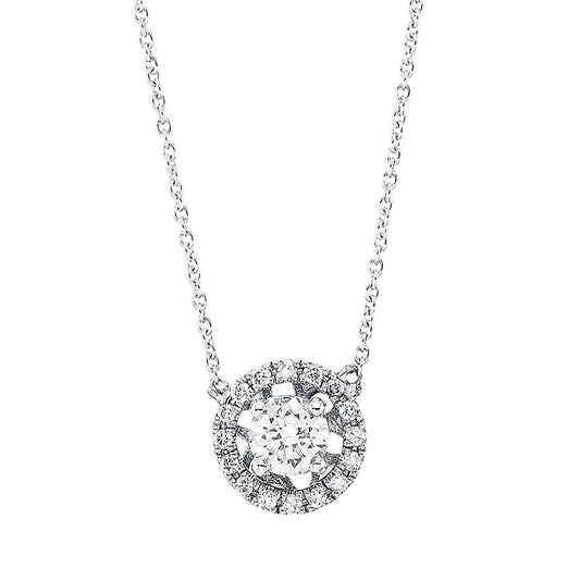 Collier 14 kt WG, mit Öse, 1 Brill. 0,23 ct, F-si, 16 Brill. 0,06 ct, F-si