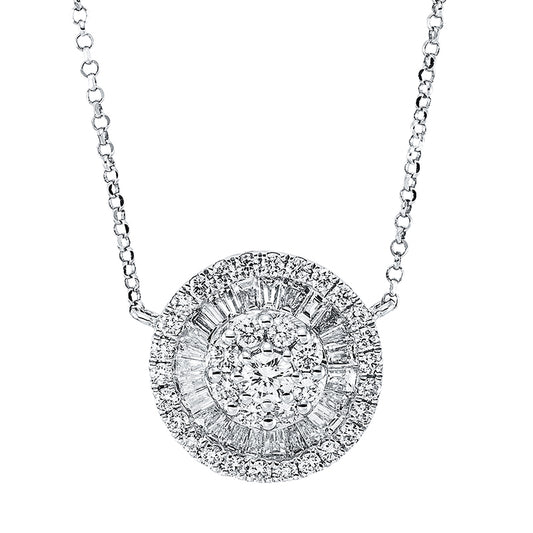 Collier 18 kt WG, 1 Brill. 0,08 ct, TW-si, 25 Trap. 0,35 ct, TW-si, 34 Brill. 0,35 ct, TW-si